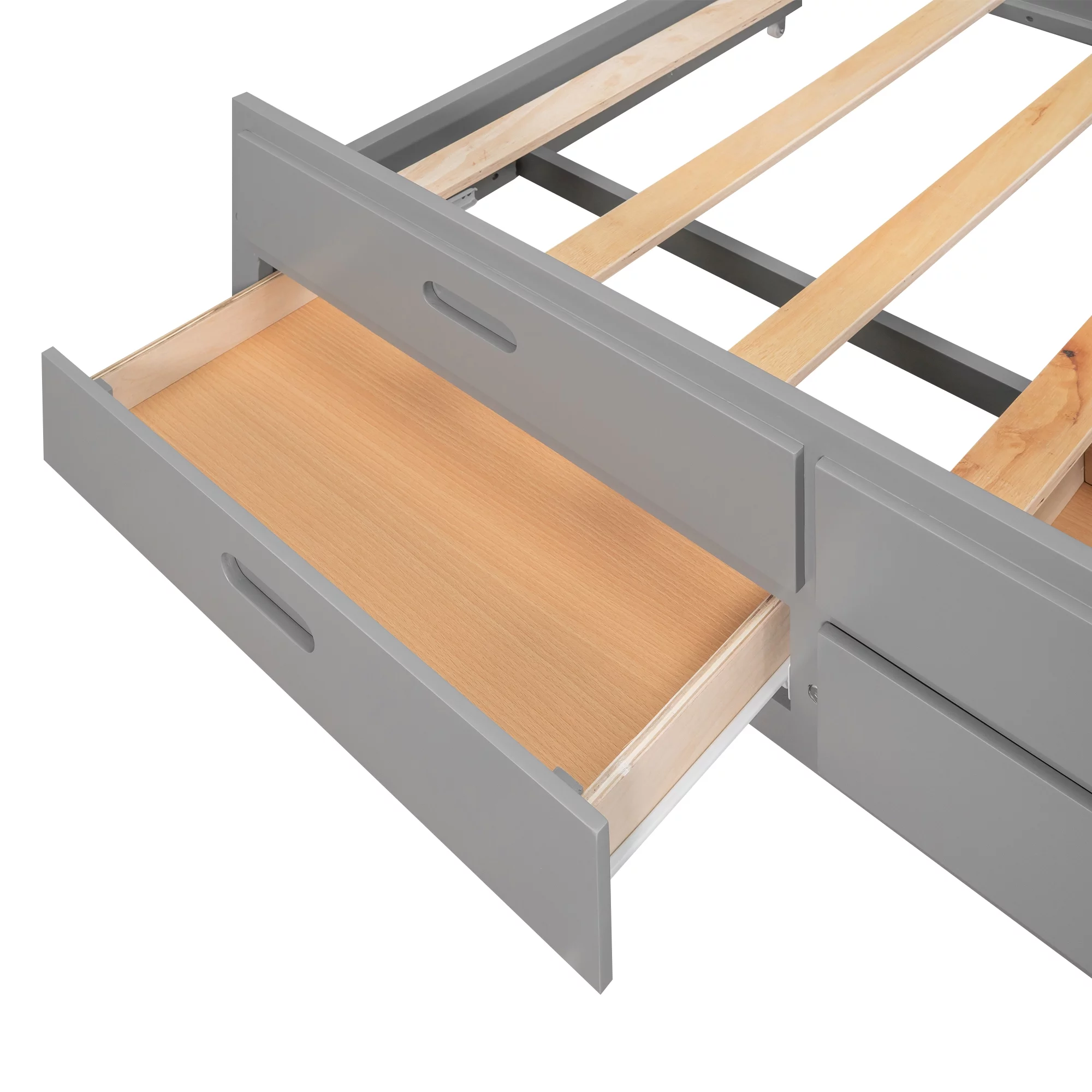 Bellemave Queen Size Canopy Bed with Twin Size Trundle and 3 Storage Drawers, Queen Platform Bed with Headboard, Wood Queen Bed Frame for Kids, Teens