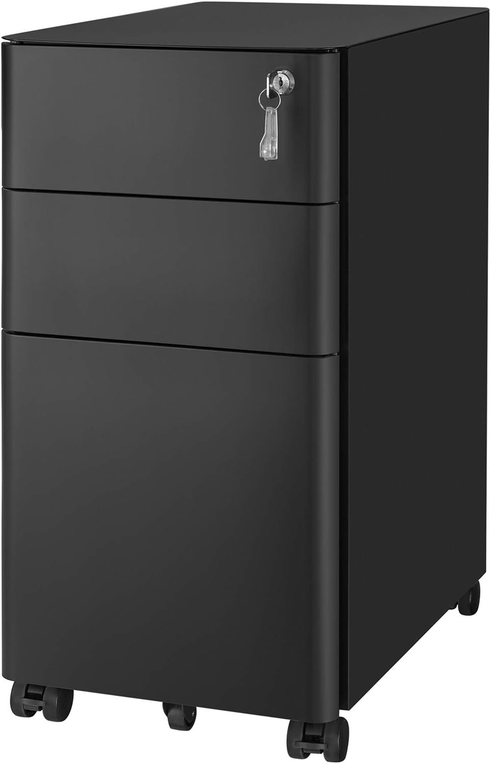 SONGMICS File Cabinet , Steel Filing Cabinet with 3 Drawer, Mobile Pedestal Cabinet Under Desk, with Lock, Fully Assembled Except Casters