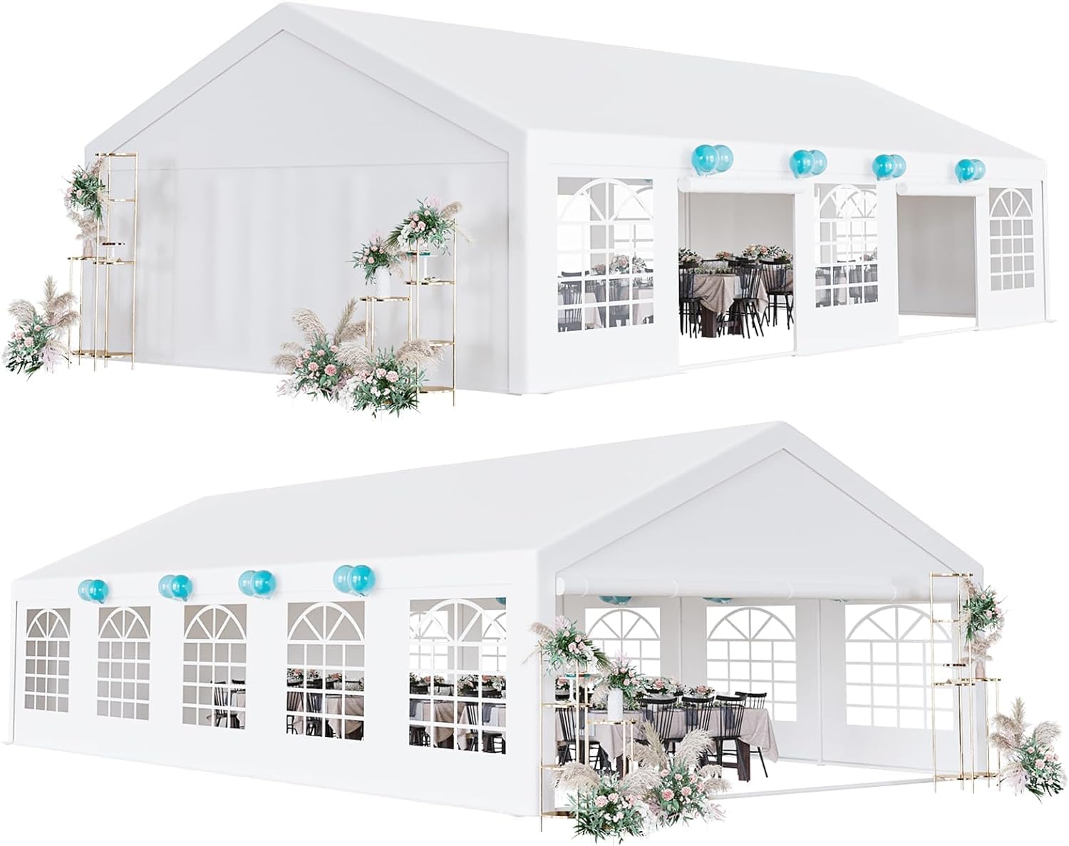 20x40 FT Party Tent Heavy Duty Wedding Canopy with White Large Roof, Detachable Sidewalls, and 3 Storage Bags
