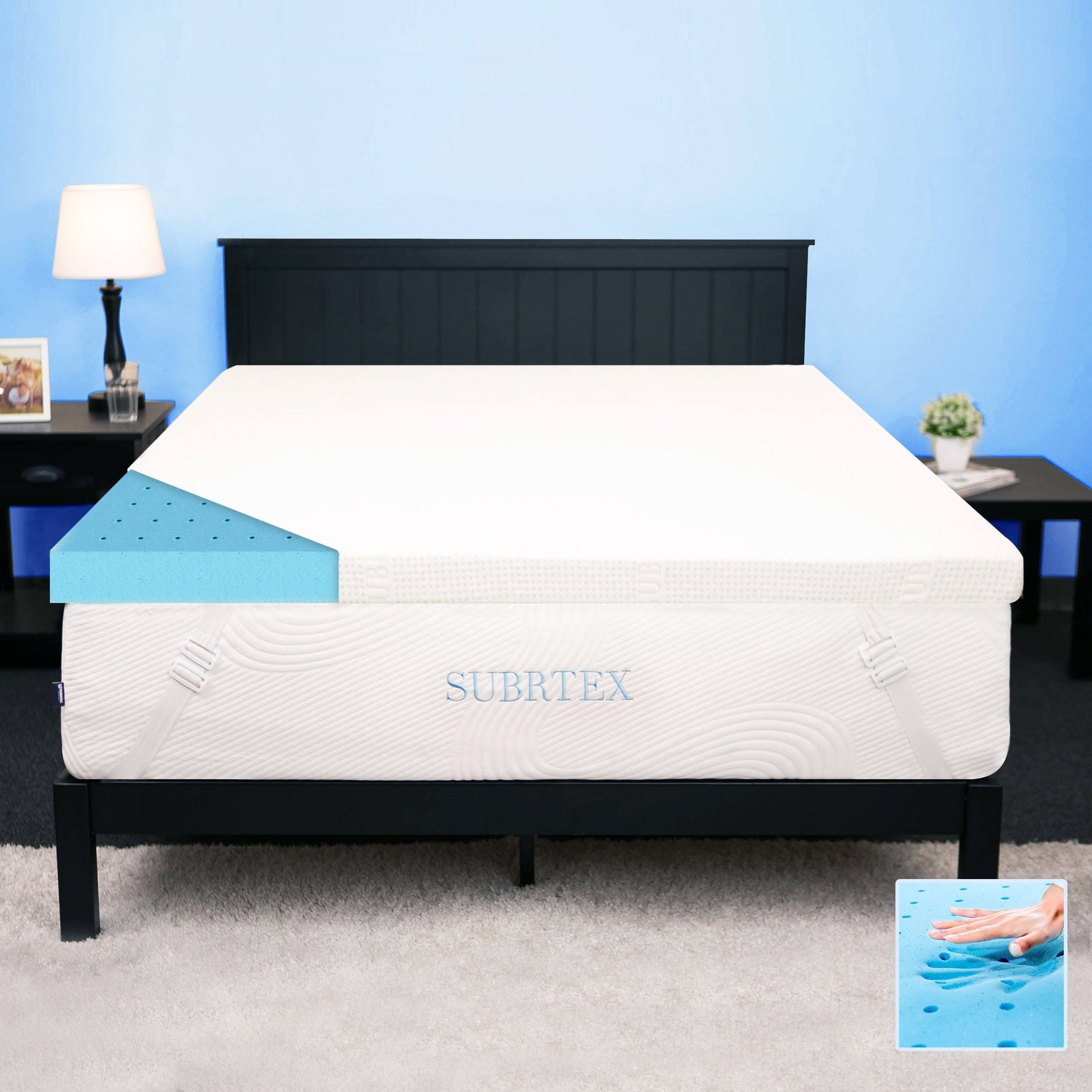 Subrtex 2,3, or 4 Inches Gel-Infused Memory Foam Bed Mattress Topper - Queen- with Cover - 2 inch