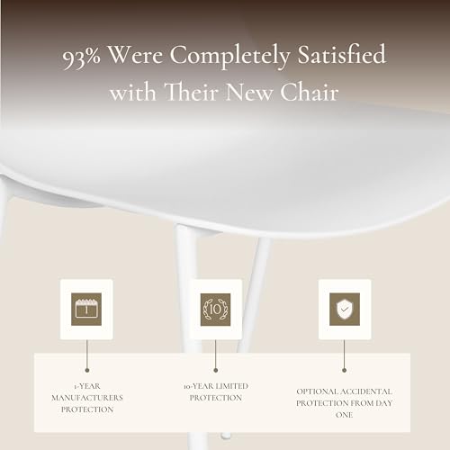 POLY & BARK Isla Modern Kitchen Chairs Set of 4 - Plastic Dining Chair with Metal Legs