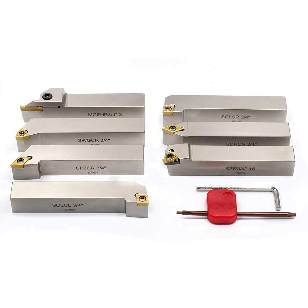 OSCARBIDE 3/4Shank 7 Pieces/Set Indexable Lathe Turning Tool Holder