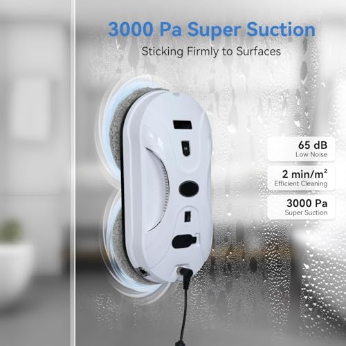 Automatic Window Cleaning Robot, Window Cleaner Robot Auto Dual Spray, 2025 Model Robot Limpia Vidrios AI Path Planning, 3000Pa Suction