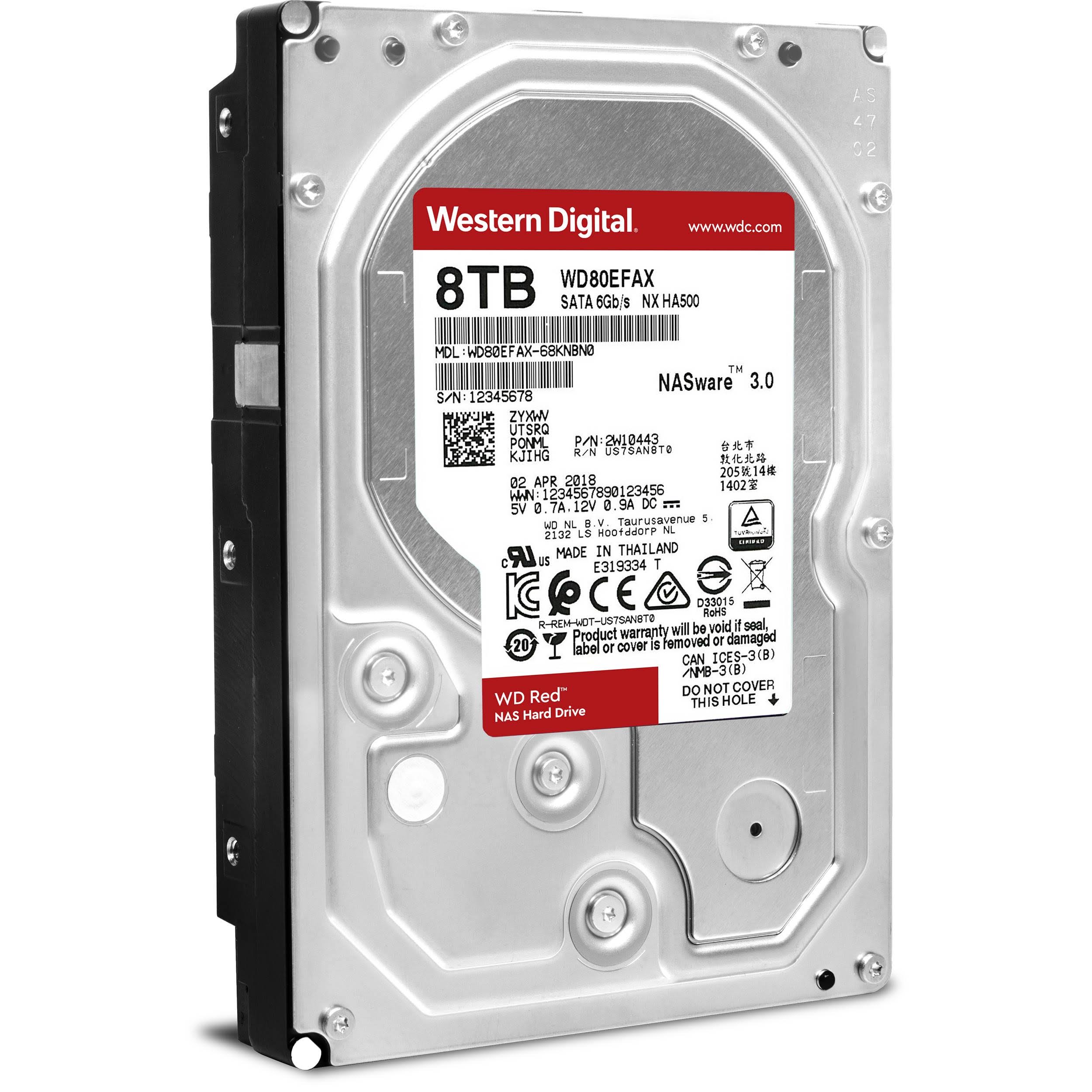 WD Red Plus NAS 8 TB Internal HDD - 3.5x22 - WD80EFAX - SATA 6Gb/s - 5,400 rpm