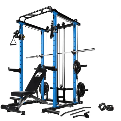 RitFit Multi-Function Squat Rack Power Cage PPC03 with Cable Crossover System, 1000LBS Capacity Power Rack and Packages with Optional Weight Bench