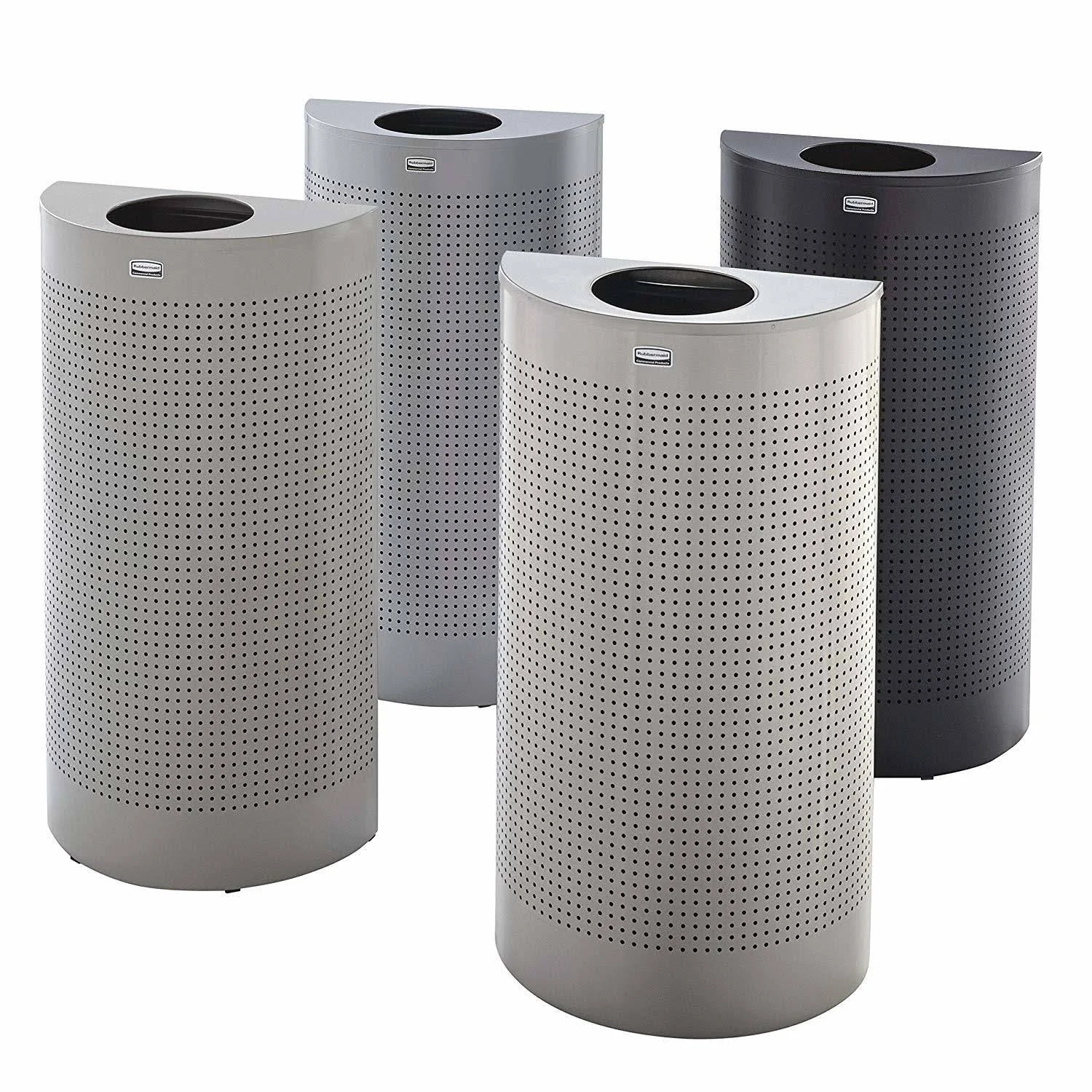 Rubbermaid Half Round Metallic Waste Receptacle