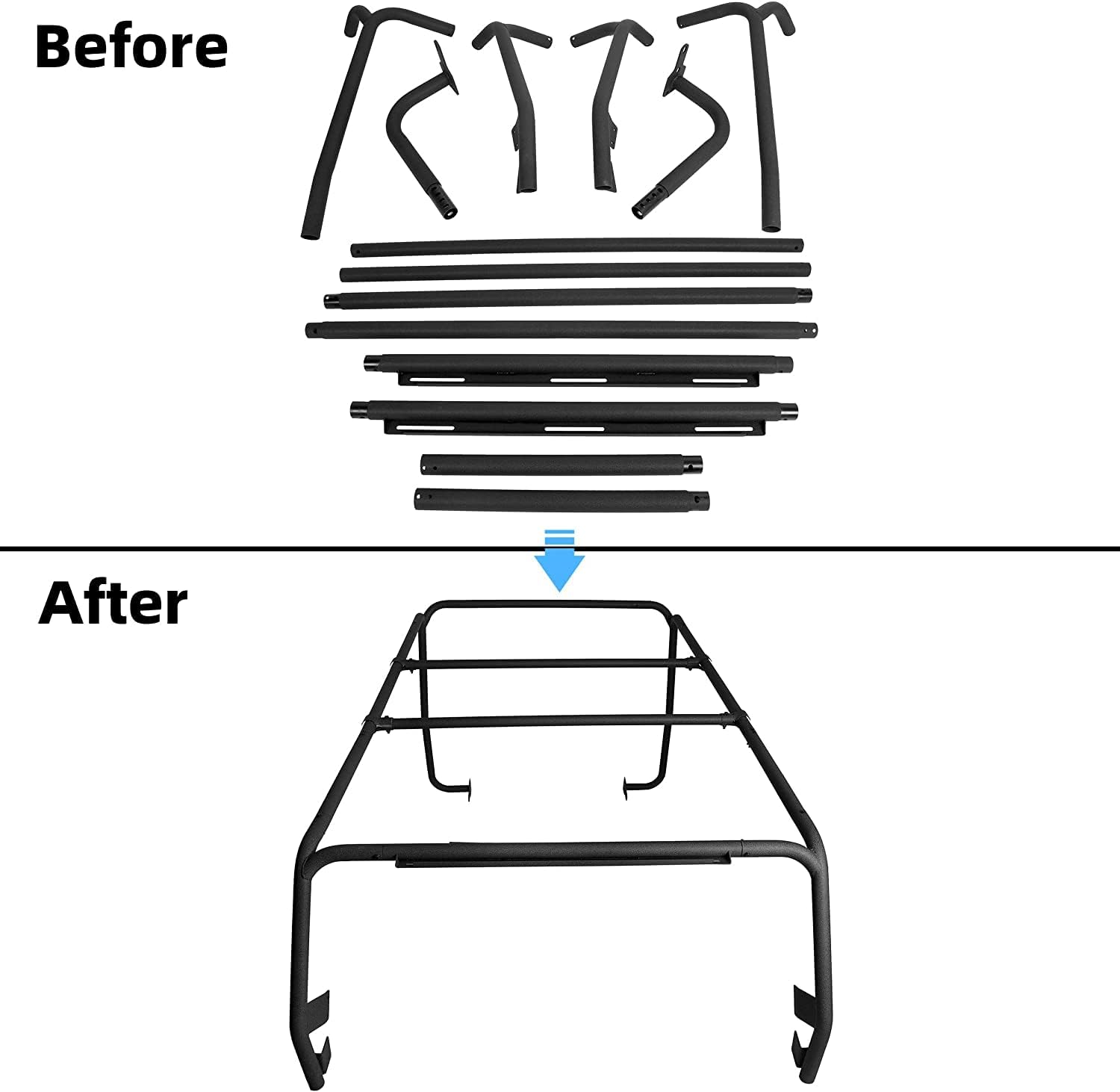 ECOTRIC Heavy Duty Roof Rack Cargo System Base Compatible with 2007-2018 Jeep Wrangler JK 4 Door ONLY Removable Top Cross Bar Extra Cargo Space