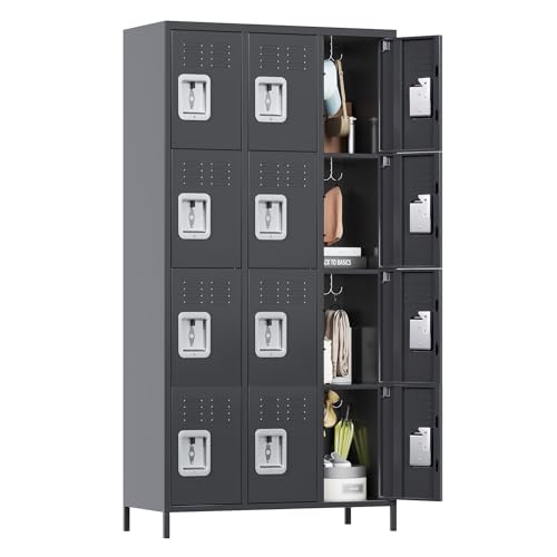 6 Door Metal Storage Locker 18 Hooks,Metal Locker for Employees with Lock for School Garage Office Gym Bedroom,Assembly Required