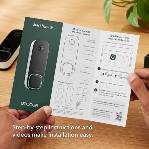 ecobee Smart Video Doorbell Camera (Wired) - with Industry Leading HD Camera, Smart Security, Night Vision, Person and Package Sensors, 2-Way Talk