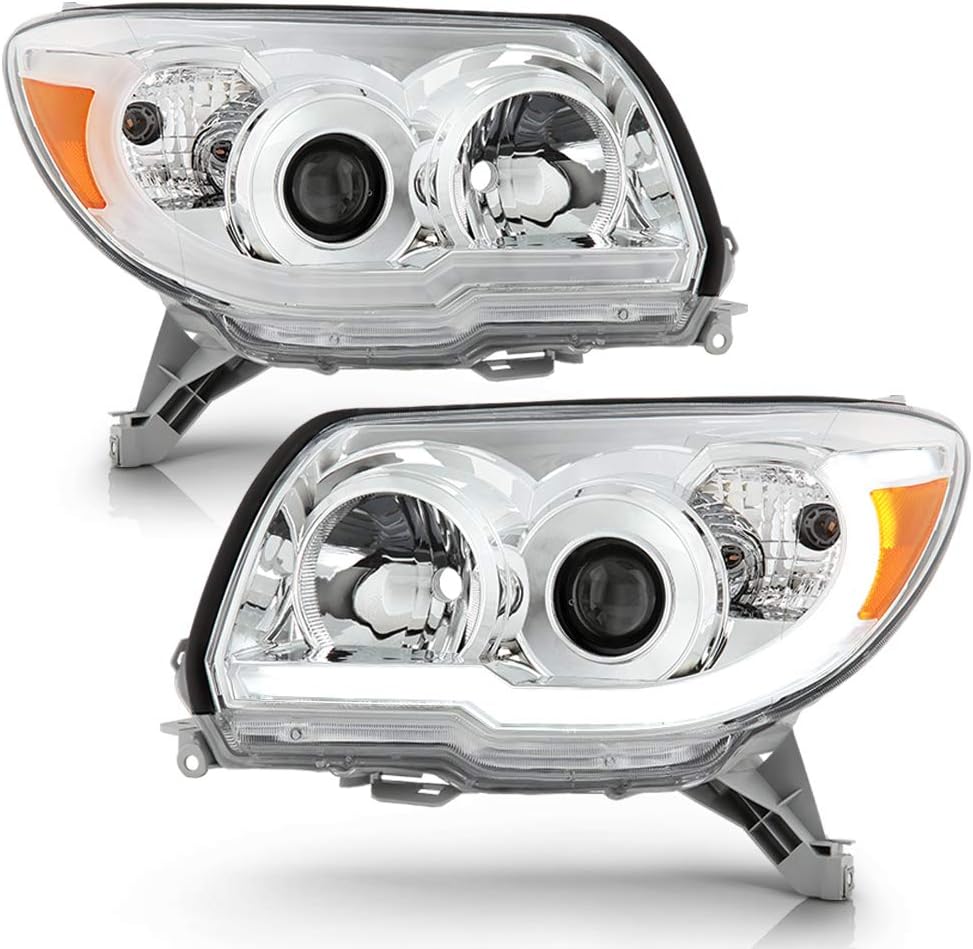 ACANII - For 2006-2009 Toyota 4Runner Chrome Housing LED Tube Upgrade Projector Headlights Headlamps Driver & Passenger