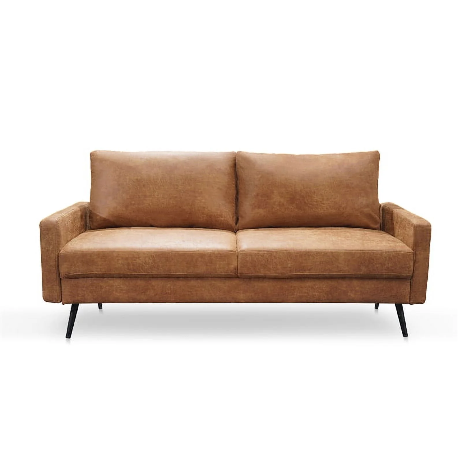 Pemberly Row 70" Upholstered Modern Leather Loveseat in Brown