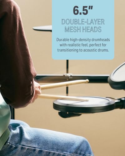 Donner Electric Drum Set, DED-70 Electronic Drum Kit for Beginner with 150 Sounds, 4 Quiet Mesh Pads, 9" Cymbals, USB MIDI, Type-C Charging, 2 Pedal