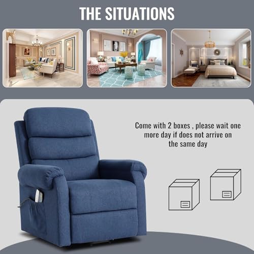 Power Lift Recliner Chair Recliners for Elderly with Heat and Massage Recliner Chair for Living Room with Infinite Position and Side Pocket