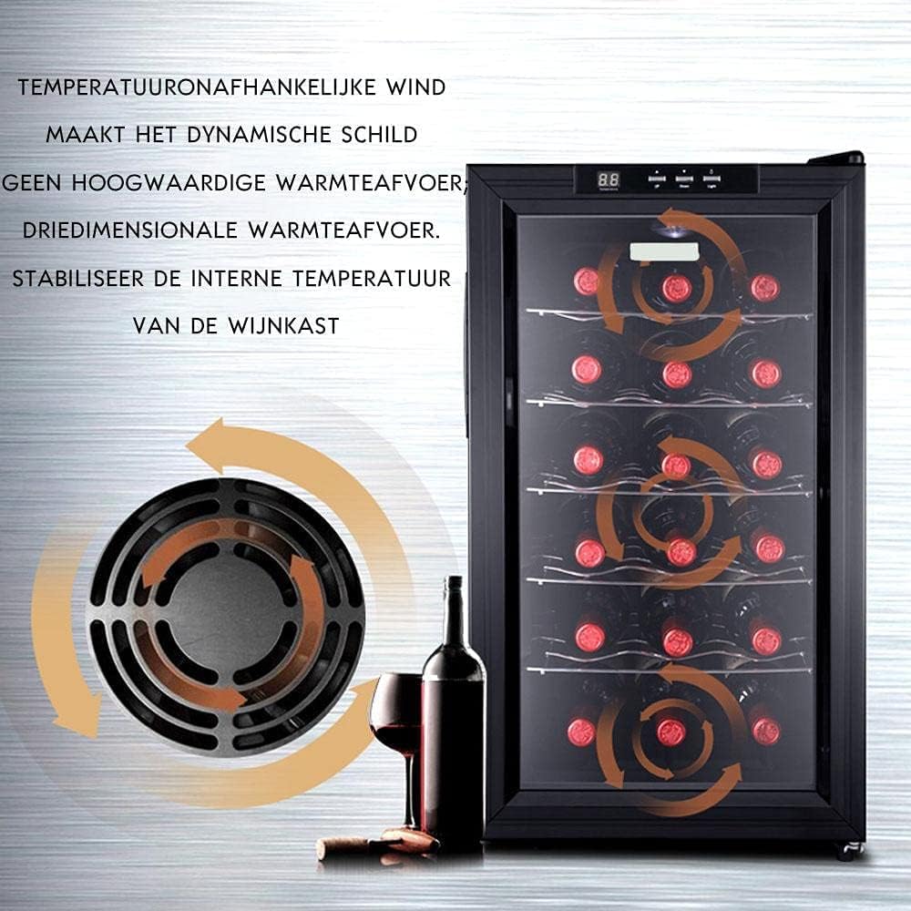 18 Bottle Smart Wine Storage Cabinet, Electronic Constant Temperature Freestanding Wine Cellar, Digital Temperature Control, Silent Operation