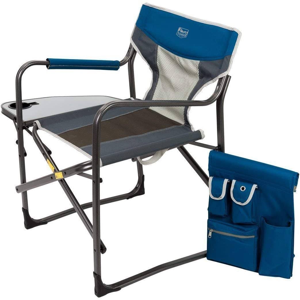 Timber Ridge Portable Folding Camping Directors Chair with Side Table (2 Pack) by VM Express