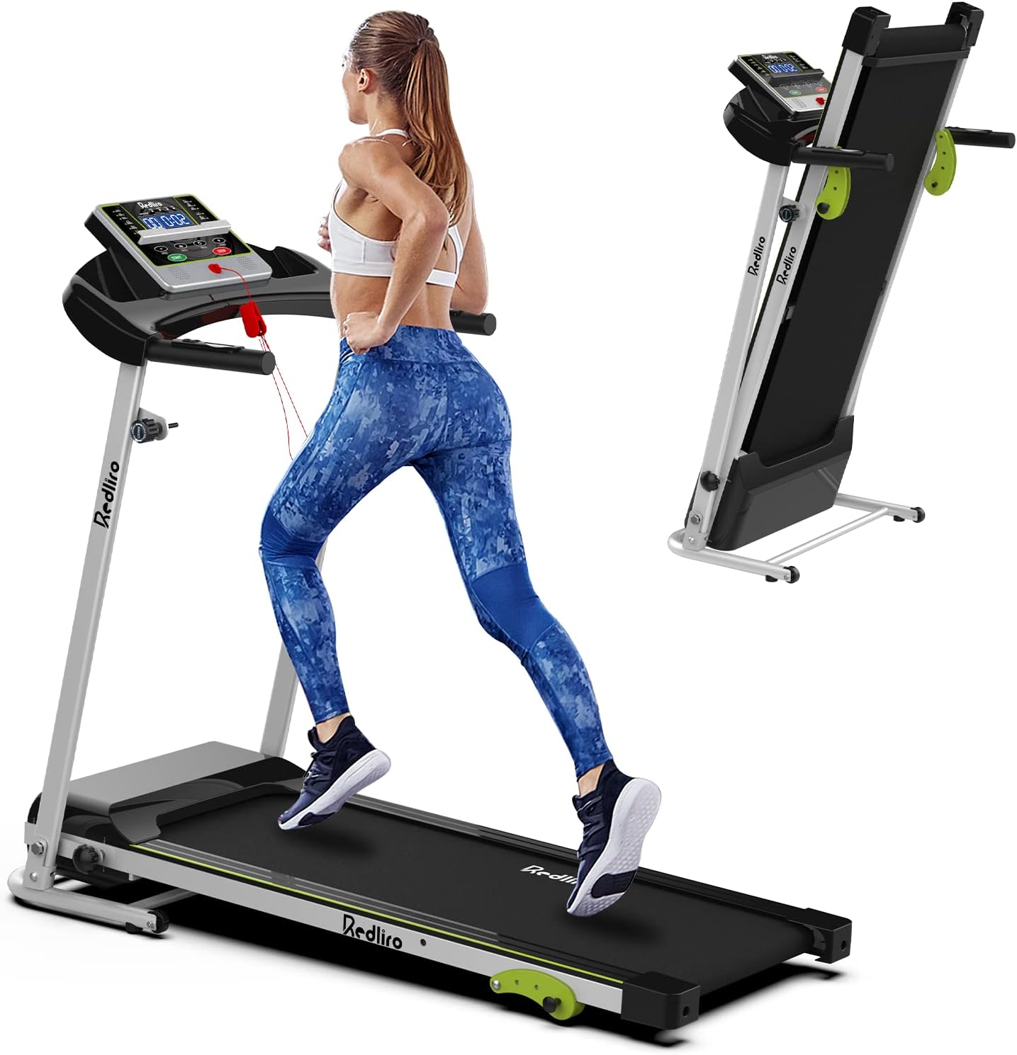 REDLIRO Folding Treadmill for Home Jogging/Walking with Incline Portable Space Saving Fitness Running Electric Indoor Exercise Workout Office
