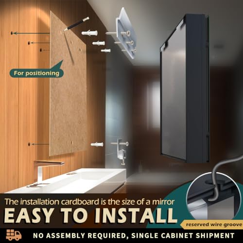 20 x 28 Inch LED Lighted Bathroom Medicine Cabinet with Sockets & USBs, Defogger, Dimmable, 3 Color Light Makeup Mirror, Easy to Install