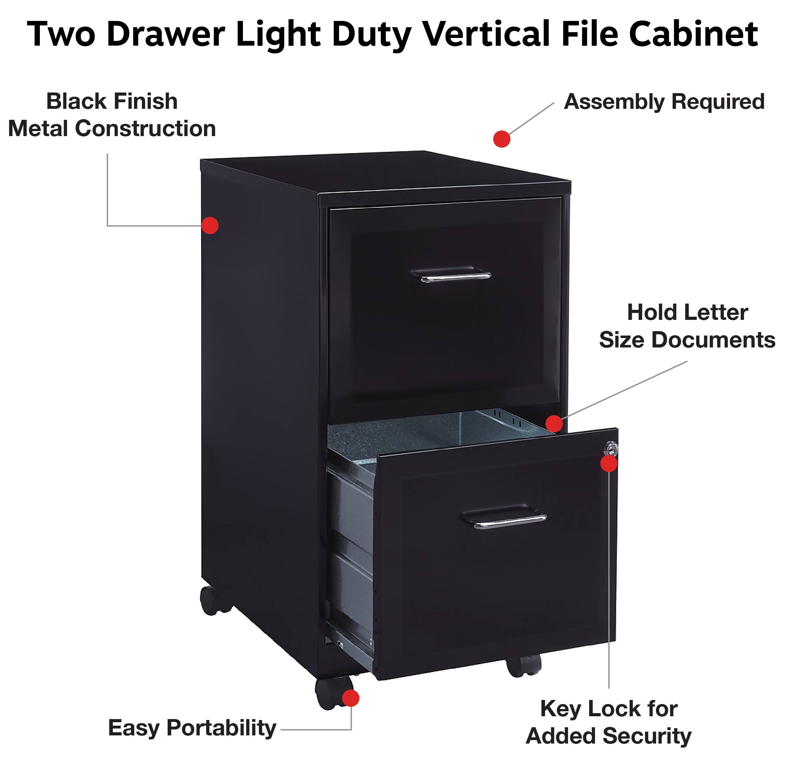 Staples 2-Drawer Vertical File Cabinet Locking Letter Black 18x22D (52145) 2806665