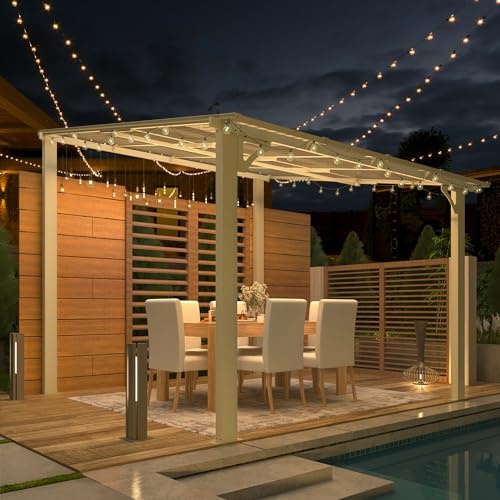 AECOJOY 10&rsquo; x 10&rsquo; Gazebo, Wall Mounted Gazebos Pergola on Clearance, Outdoor Patio Lean to Gazebo Awnings for Deck, Porch