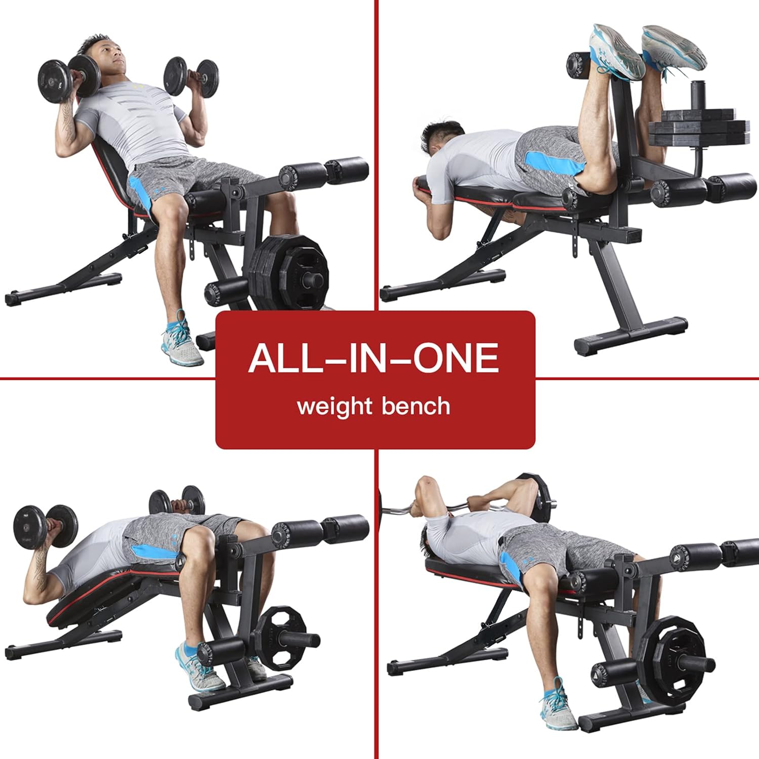 HARISON Adjustable Weight Bench with Leg Extension and Preacher Pad