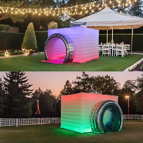 SAYOK Inflatable Party Tent Inflatable Nightclub White Inflatable Camera Photo Booth Enclosure Inflatable Cube Tent for Event, Show, Exhibition, Bars