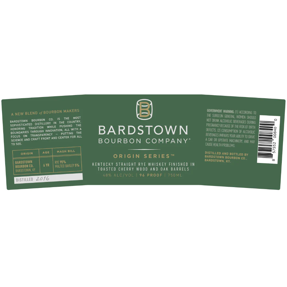 Bardstown Bourbon Company Origin Series Rye Finished In Toasted Cherry And Oak - Nestor Liquor
