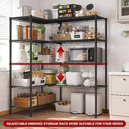 REIBII 73''W Storage Shelves Load 1650 LBS Metal Shelving 5-Tier Wire Shelving Unit for Storage Rack Adjustable Heavy Duty Metal Shelves for Pantry