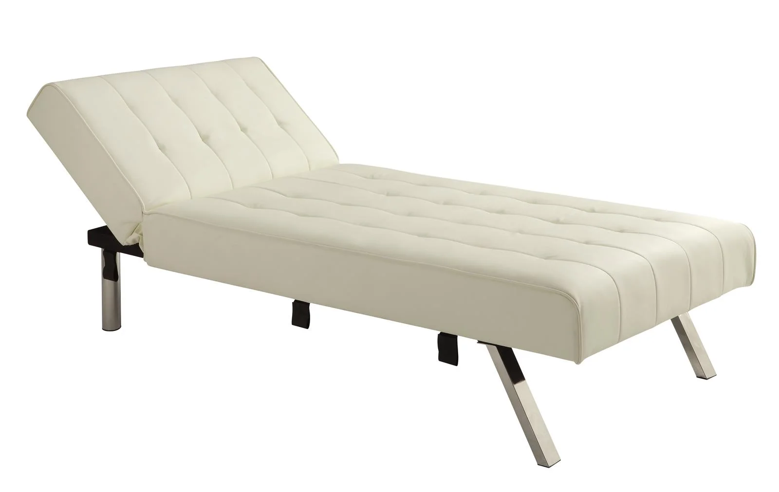 DHP Emily Sectional Futon Sofa Bed with Convertible Chaise Lounger, Modern Design with Sturdy Chrome Legs, Vanilla Faux Leather