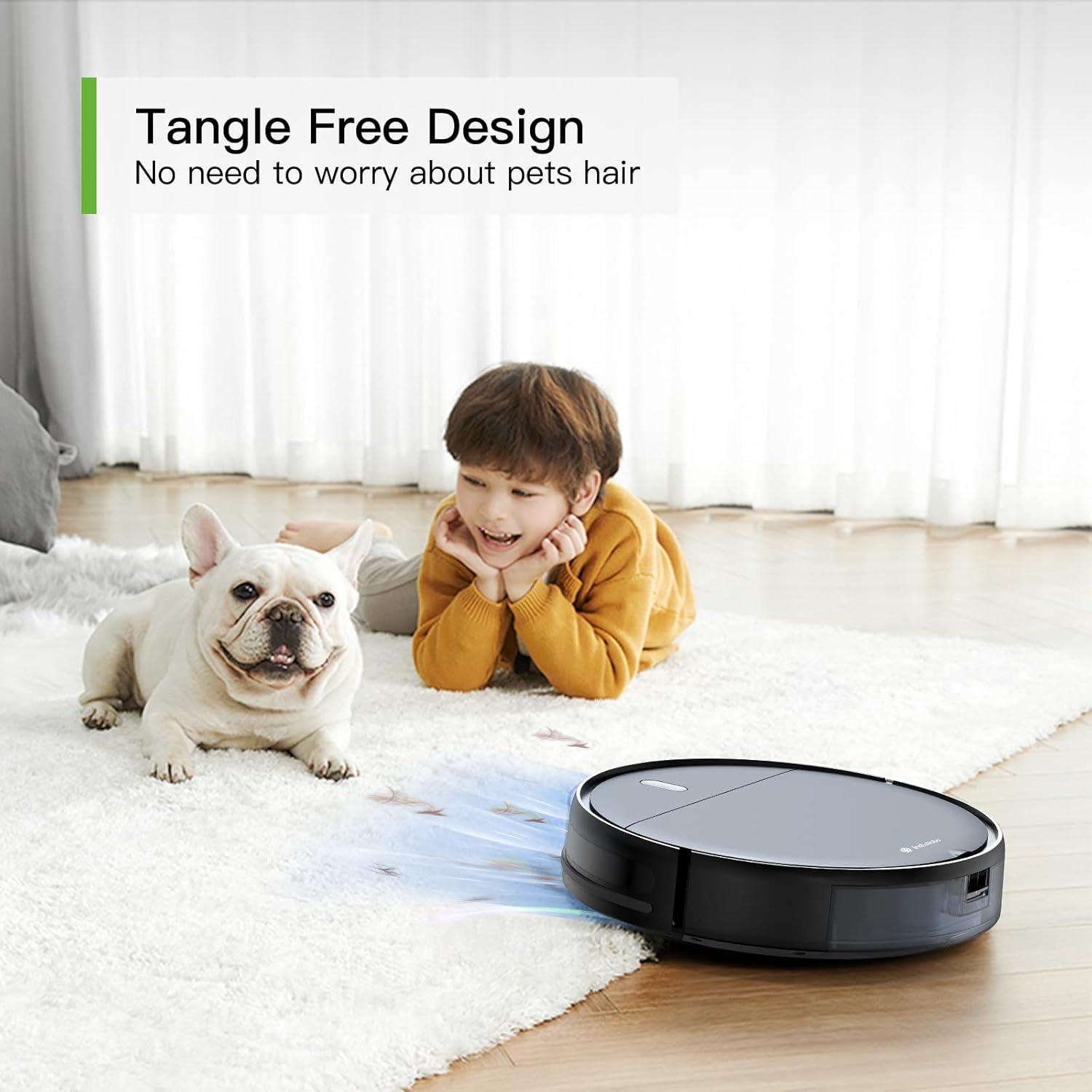 InstaRobo B1 Robot Vacuum Cleaner, 2-in-1 Vacuum and Mop Robot Automatic Self-Charging Robotic Vacuum Sweeping Cleaner, Tangle-Free