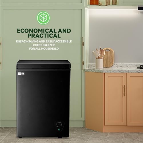 Chest Freezer Small Deep Freezers WANAI 3.5 Cubic Feet Mini Freezer White Free-Standing Top Door Freezer Removable Storage Basket Compact 7