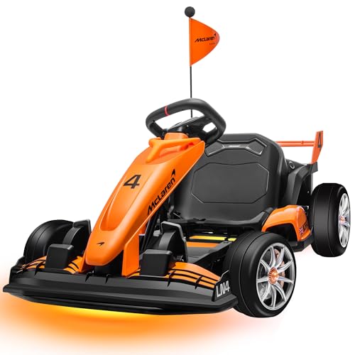 ENYOPRO 24V 7Ah Electric Go Kart for Kids, Licensed McLaren Go Cart w/3-Section Adjustable Seat, Soft Start & Brake Pedal