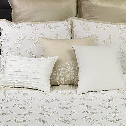 Riverbrook Home 100% Polyester Comforter Set, Queen, Hillcrest - Ivory/Gold, 9 Piece Set