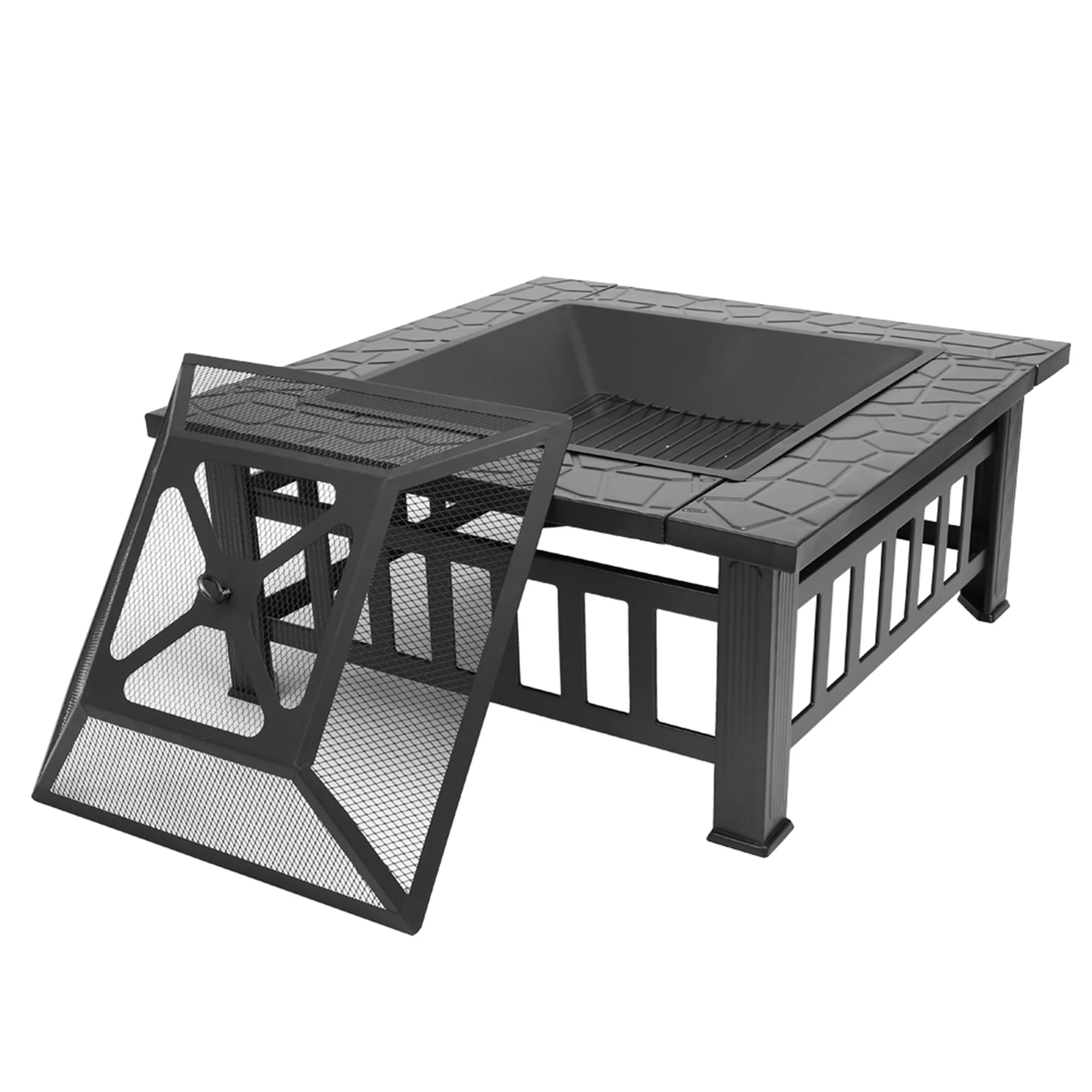Fire Pit for Outside, 19 inch Stainless Steel Smokeless Bonfire Wood Burning Fire Pit with Removable Ash Pan