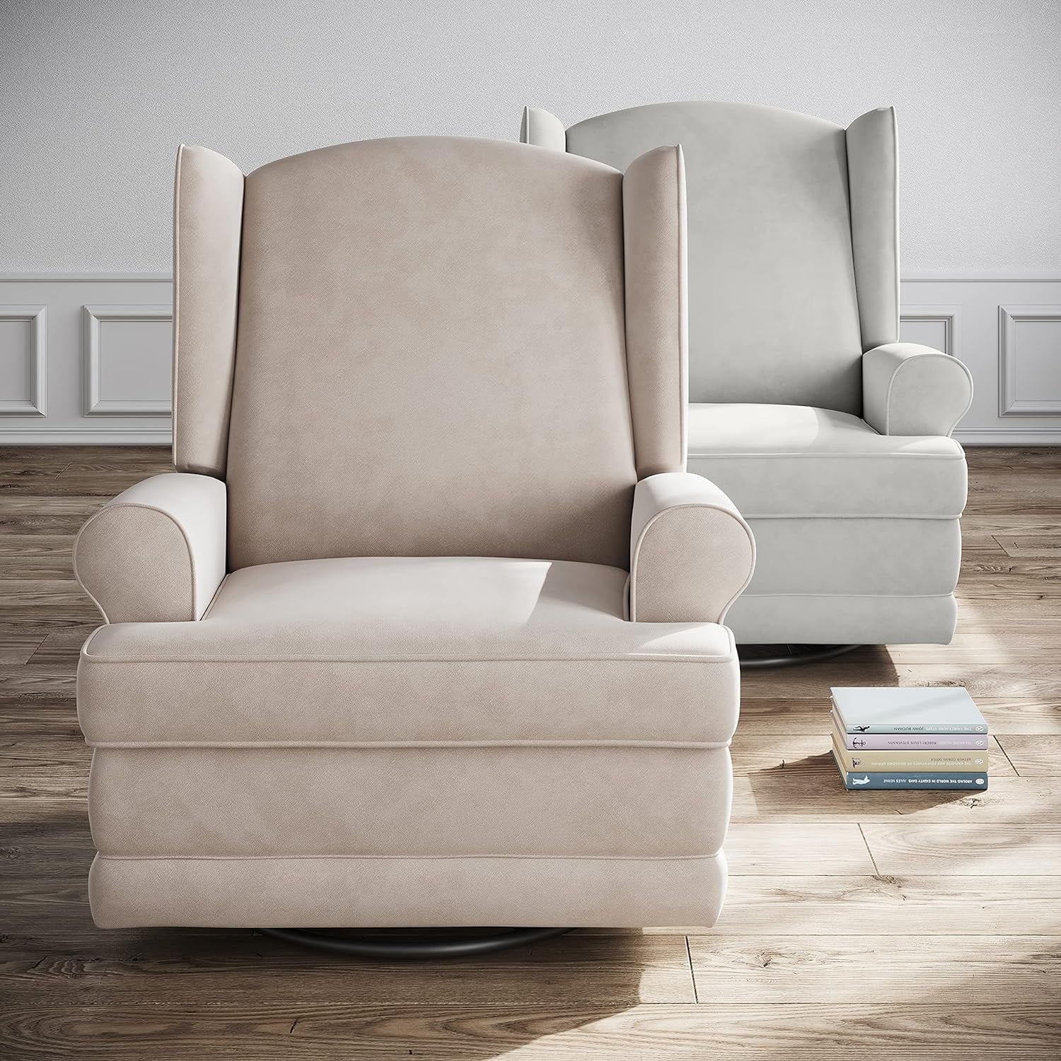 Storkcraft Serenity Wingback Children's Nursery Recline Glider with USB, Steel
