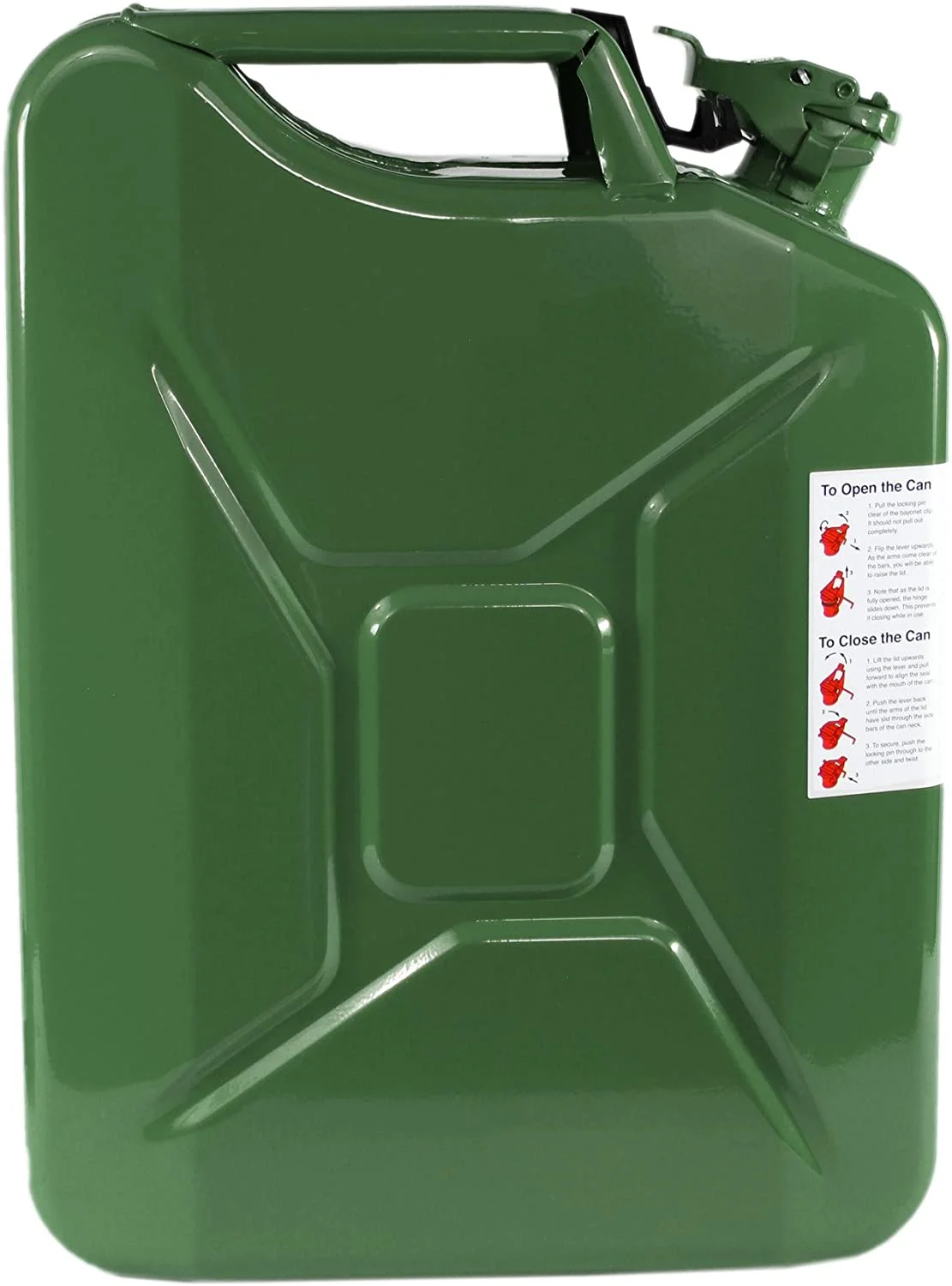 Wavian 3012 20 Liter Military Style NATO Jerry Fuel Can and Spout, Green