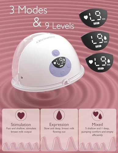 Momcozy M5 Hands-Free Wearable Breast Pump, Double-Sealed Flange for Baby-Like Comfort, 3 Modes & 9 Suction Levels, Portable Electric Pump – 24mm