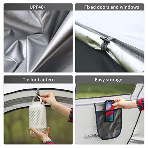 EchoSmile Camping Instant Pop Up Tent, 2/4/6/8/10 Person, Water Resistant Dome, Easy Setup for Camping Hiking and Outdoor, Portable with Carry Bag