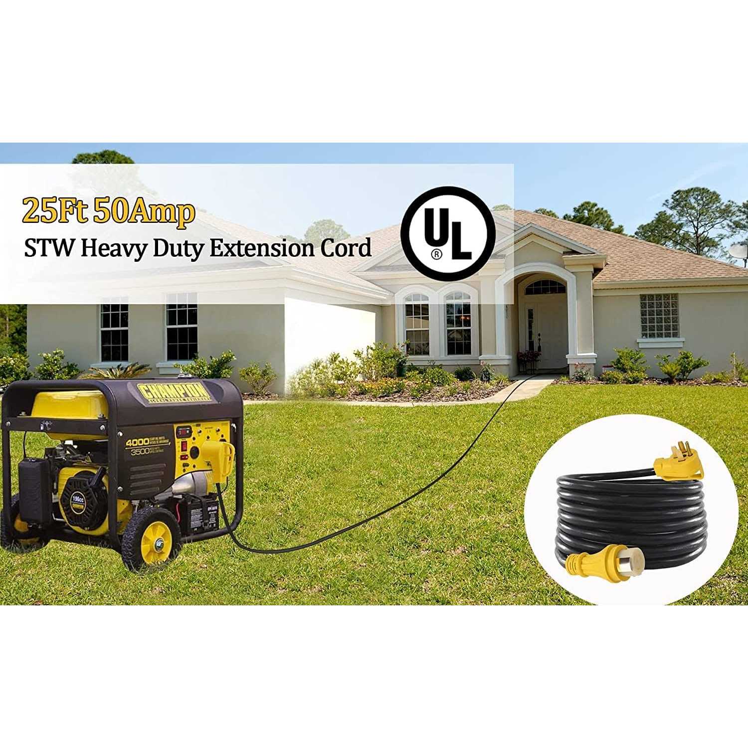 25ft 50Amp STW Heavy Duty RV Extension Cord,14-50P Male and SS2-50R Twist-Locking Female,125V/250V for RV Trailer - Shop Hardware Tools Online Store