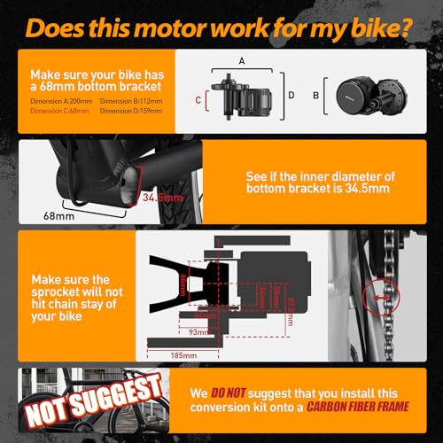 Bafang Electric Bike Conversion Kit Mid Motor BBS-HD 48 V 1000 W Motor Accessories Display Optional Kit Downtube Battery