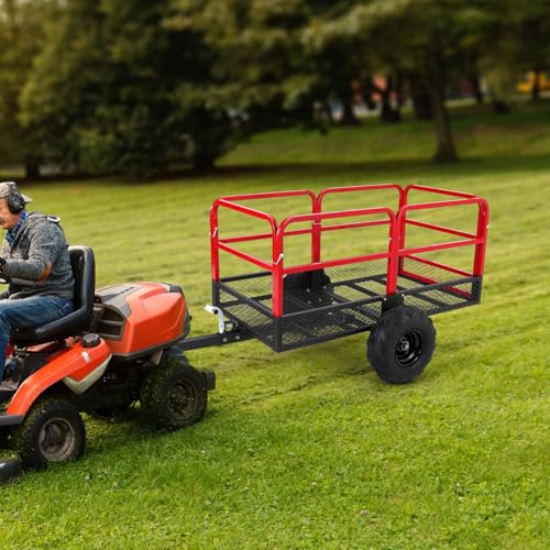 ATV Trailer Garden Dump Cart Tow Behind, 1500 LBS 22 Cubic Feet Heavy Duty Steel ATV Trailer Dump Cart, Pull Behind Yard Wagon Cart with 2 Wheels