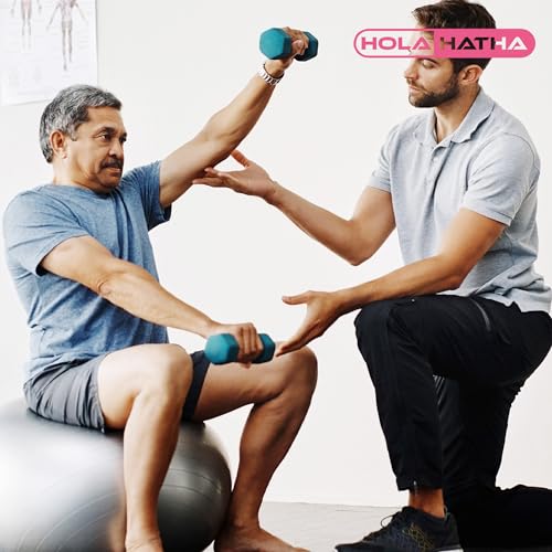 HolaHatha Neoprene Dumbbell Free Hand Weight Set with Rack, Ideal for Home Exercises to Gain Tone and Definition