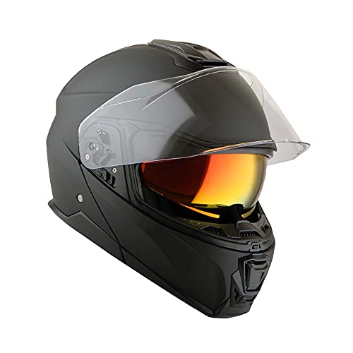 Martian Motorcycle Modular Full Face Helmet Flip up Dual Visor Sun Shield: HG362 Matt Black