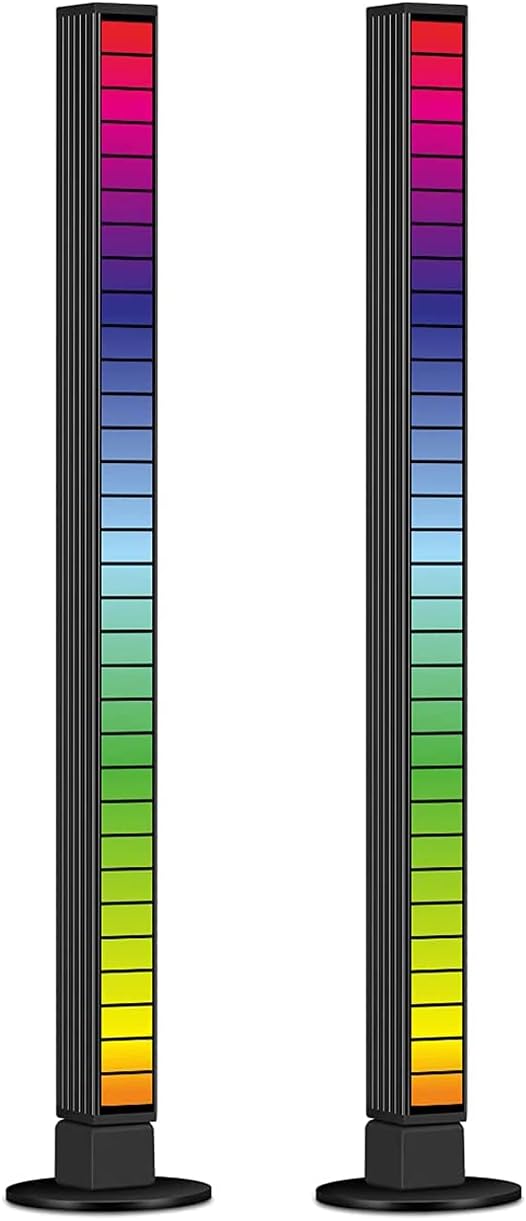 Music Level Indicator Aluminum Bar Voice Sound Control Audio Spectrum RGB Light LED Display Rhythm Pulse (1 Pack)