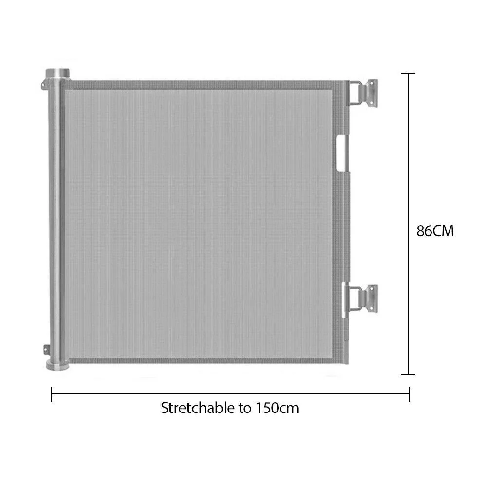 34" x 59" Retractable Baby Gate, Baby Safety Mesh Gate for Stairs, Indoor, Outdoor, Doorways, Hallways (White) - Curated Treasures Market