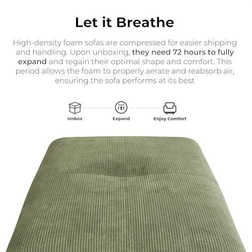 LIKIMIO 118" Modern L-Shaped Modular Sectional Sofa for Living Room, Corduroy Upholstery Green