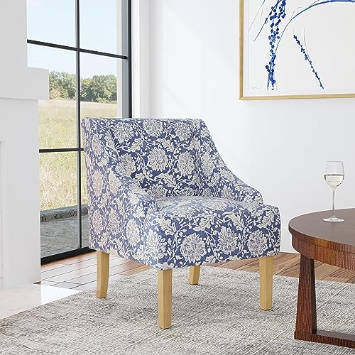 HomePop Velvet Swoop Arm Accent Chair, Suri Blue