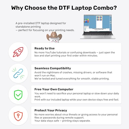 L8 DTF Printer, A4 Transfer Printing Machine with White Ink Mixing, Automatic Cleaning for DIY Print, Customized Printing, Includes Heat Press, Ink