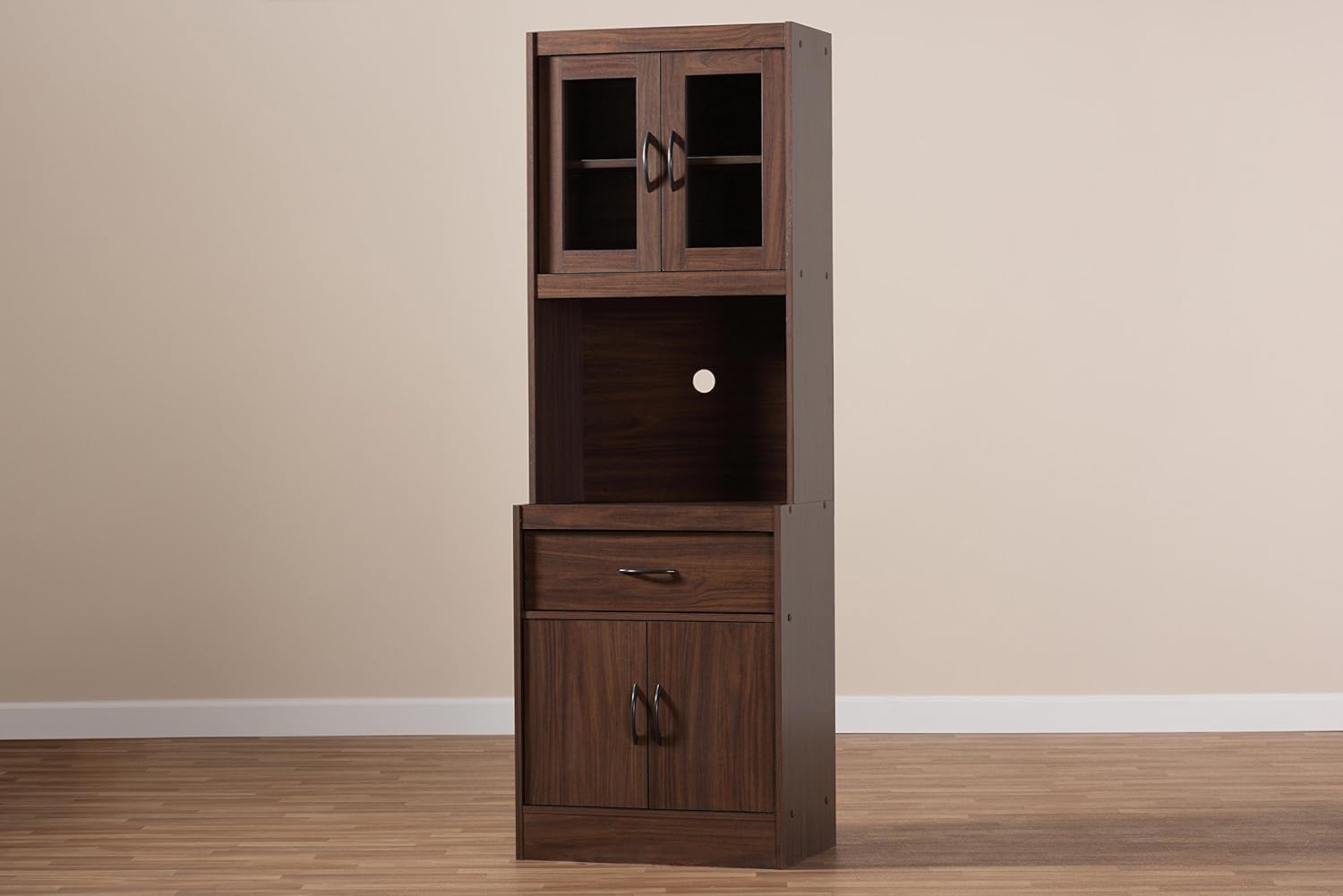 Baxton Studio Kitchen Cabinet, Walnut Brown