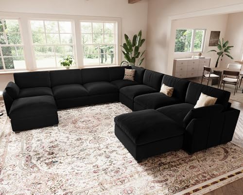 Belffin Extra Large Modular Sectional Sofa,106.3" 4-Seater L Shaped Couch,Velvet Convertible Sectional Couches for Living Room
