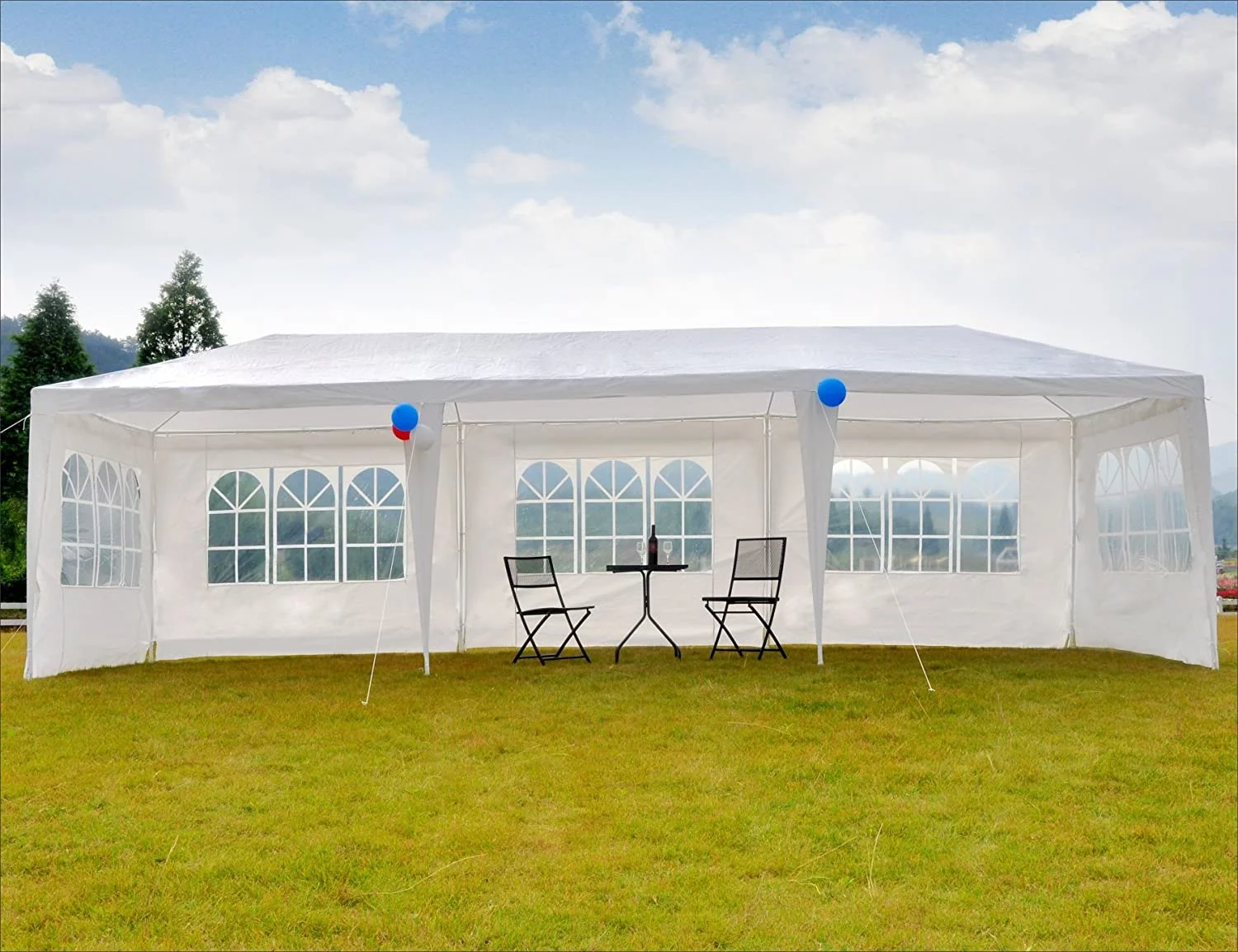 SUGIFT 10'x30' Outdoor Canopy Party Wedding Tent White Gazebo with 8 Side Walls